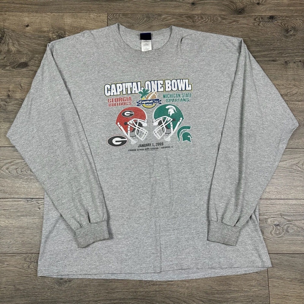 Vintage Y2K Michigan State Spartans Shirt Adult XL Long Sleeve Gray Capitol One